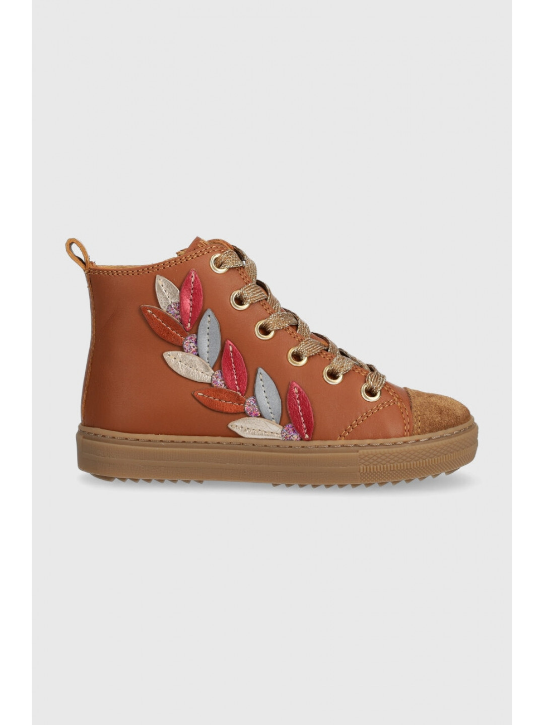 Dětské kožené kecky Pom D & 39 api SWAG TENDER hnědá barva